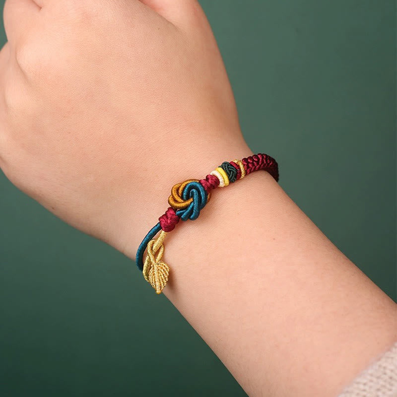 Mythstone Tibetan Handmade Mandala Knot Leaf Luck Rope Bracelet