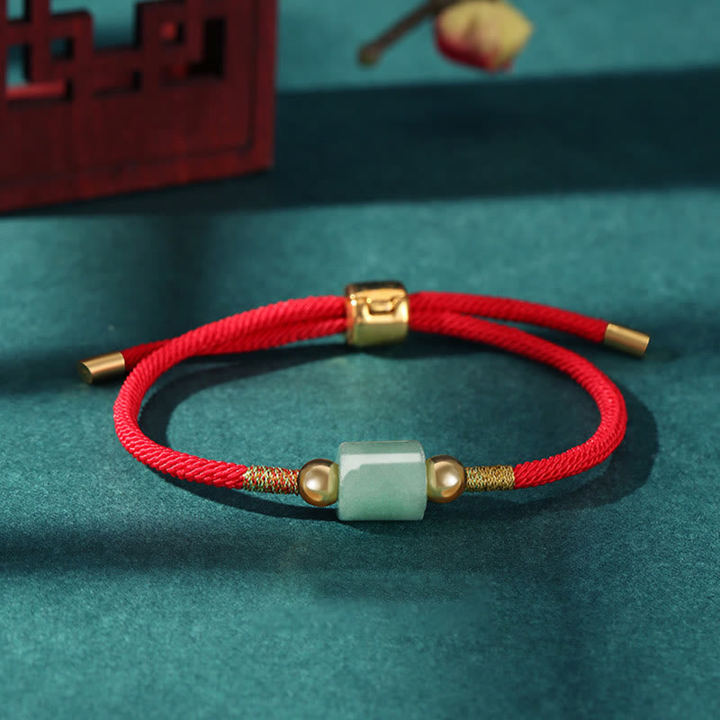 Pulsera trenzada de cuerda con piedra roja, malaquita y aventurina verde hecha a mano del Tíbet para proteger la suerte 