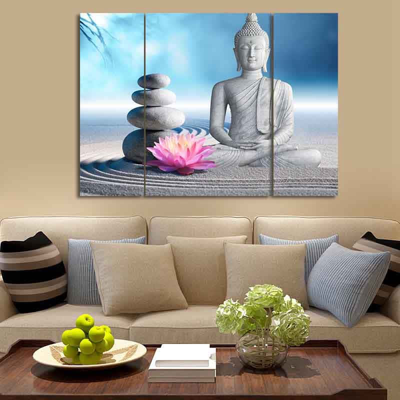 Mythstone Sitting Meditation Buddha Lotus Blessing Compassion Balance Cairn Zen Rocks Wall Art