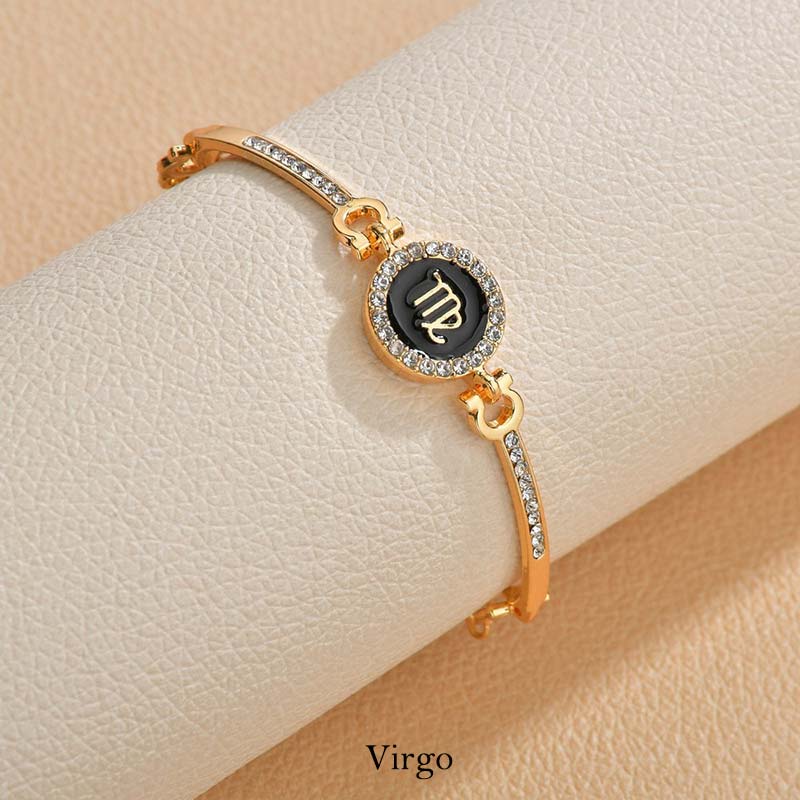 12 Constellations of the Zodiac Rhinestone Chain Adjustable Bracelet