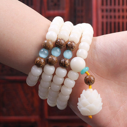 Mythstone White Bodhi Seed Mala 108 Beads Luck Bracelet