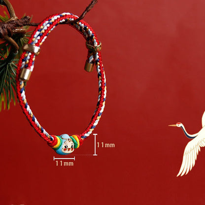 Mythstone Colorful Rope Zongzi Pattern Fu Character Luck Handmade Bracelet