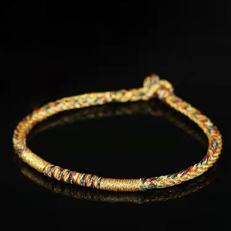 Mythstone Handmade Gold Multicolored Rope Protection Braided Bracelet Anklet