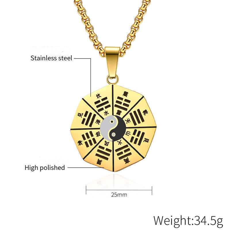 Mythstone Bagua Yin Yang Titanium Steel Balance Necklace Pendant