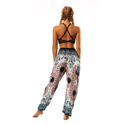 Mythstone Hippie Pants Baggy Boho High Waist Lounge Trousers with Pockets Women's Yoga Pants