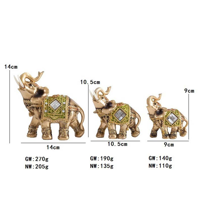 Mythstone Lucky Feng Shui Green Elephant Statue Sculpture Wealth Figurine Gift Home Decoration