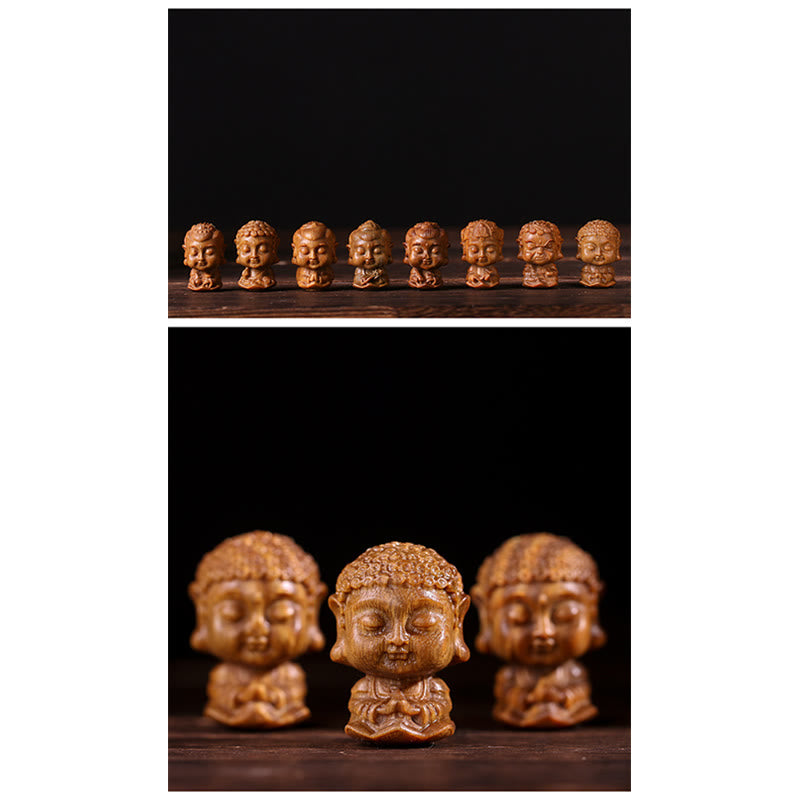 Mythstone Chinese Zodiac Natal Buddha Green Sandalwood Lotus Engraved Positive Home Decoration