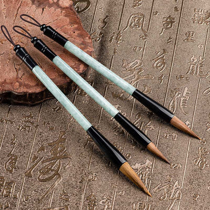 Mythstone Natural Jade Luck Chinese Calligraphy Brush Pen Chinese Writing Brush With Gift Box