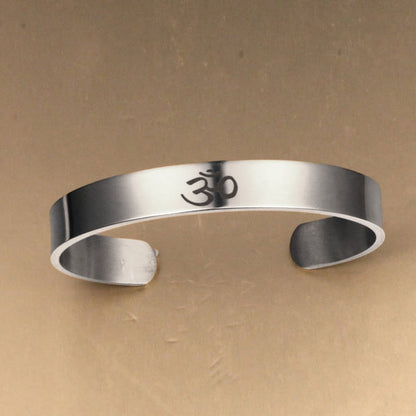 Mythstone Tibetan OM Symbol Mindfulness Cuff Bracelet Bangle