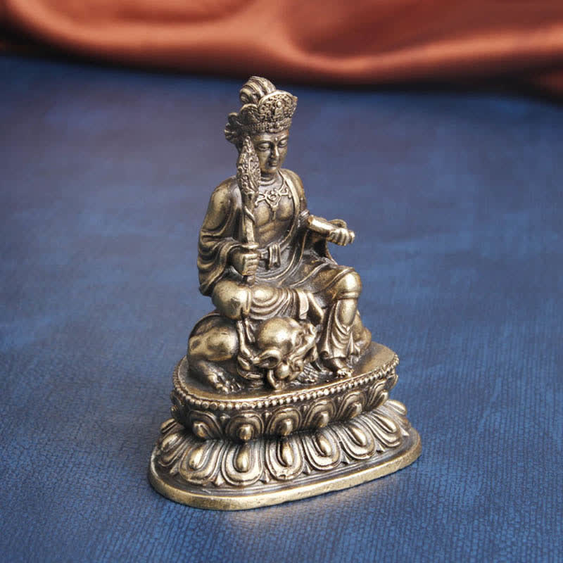 Estatua decorativa de cobre del Bodhisattva Serenity de Manjusri, piedra mítica