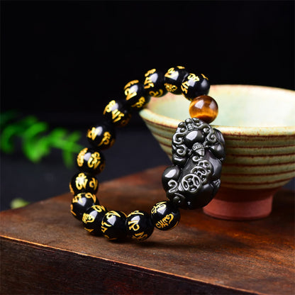 Mythstone FengShui PiXiu Obsidian Wealth Bracelet