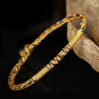 Mythstone Handmade Gold Multicolored Rope Protection Braided Bracelet Anklet