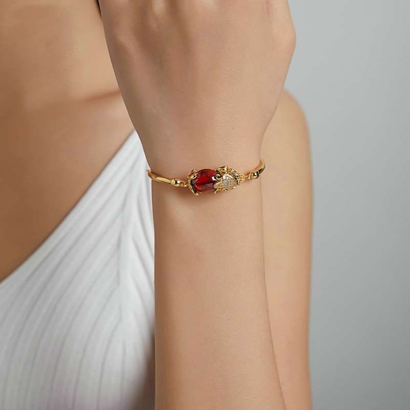 Pulsera de PiXiu de ágata roja dorada y piedra mitológica Feng Shui para la suerte y la riqueza