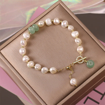 Mythstone Pearl Green Strawberry Quartz Bead Healing Chain Bracelet