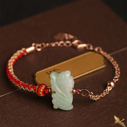 Mythstone 925 Sterling Silver Year of the Dragon Chinese Zodiac Jade Luck String Chain Bracelet