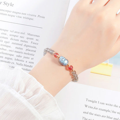 Mythstone Moonstone Strawberry Quartz PiXiu Healing Bracelet