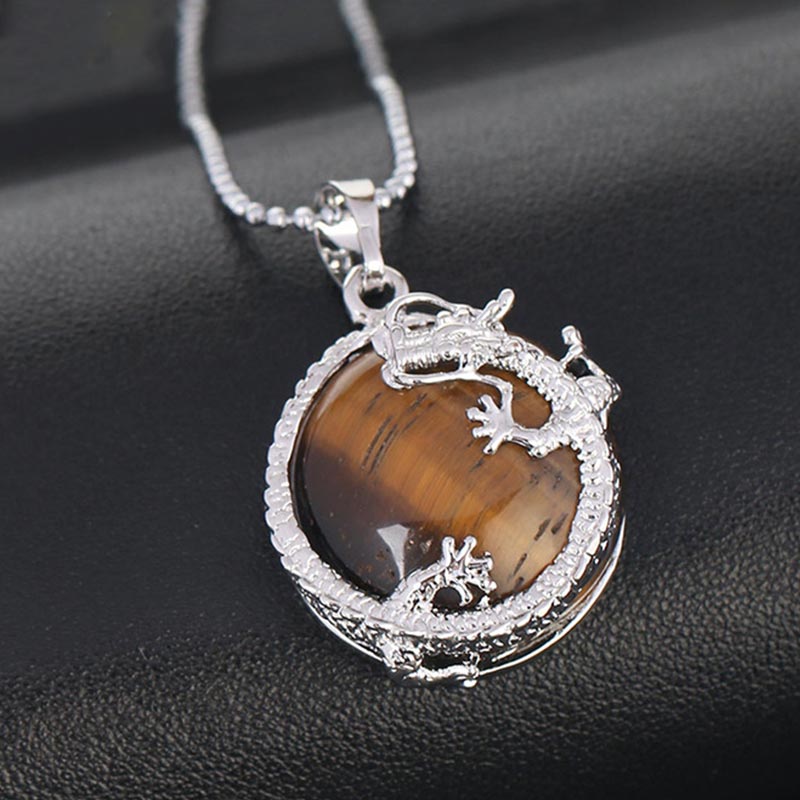 Mythstone Chinese Dragon Natural Quartz Crystal Healing Energy Necklace Pendant