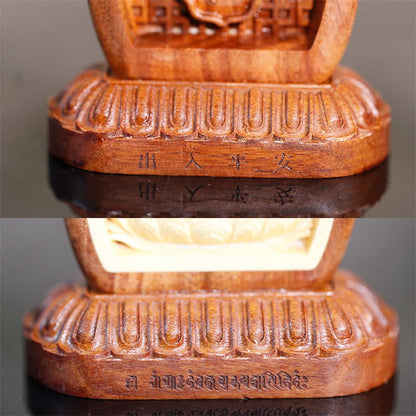 Mythstone Guru Rinpoche Buddha Padmasambhavan Serenity Estatua grabada en madera para decoración