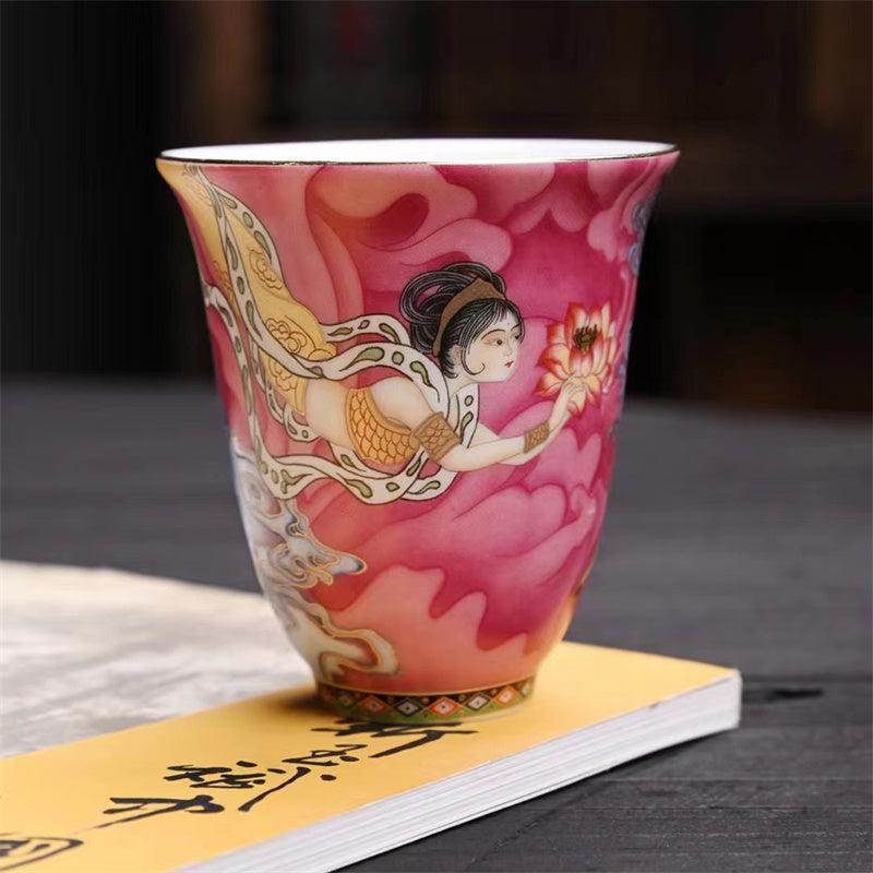 Mythstone Dunhuang Color Flying Apsaras Teacup Kung Fu Tea Cup