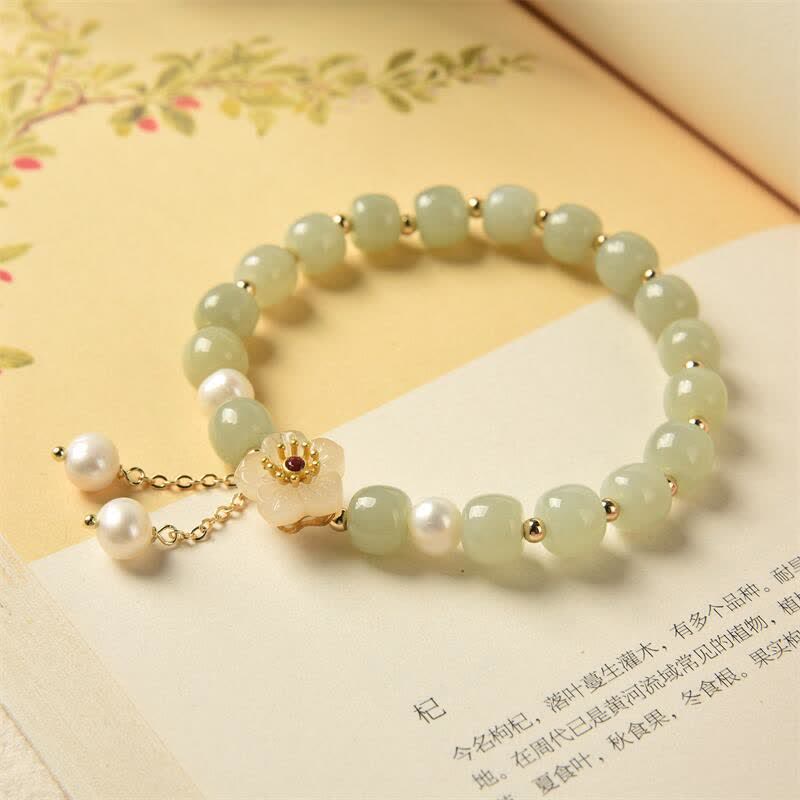 Pulsera de la abundancia y la felicidad con flor de jade hetiano Mythstone