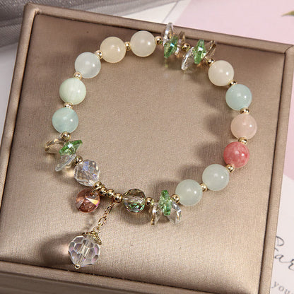 Mythstone Cat's Eye Pink Crystal Peace Charm Bracelet