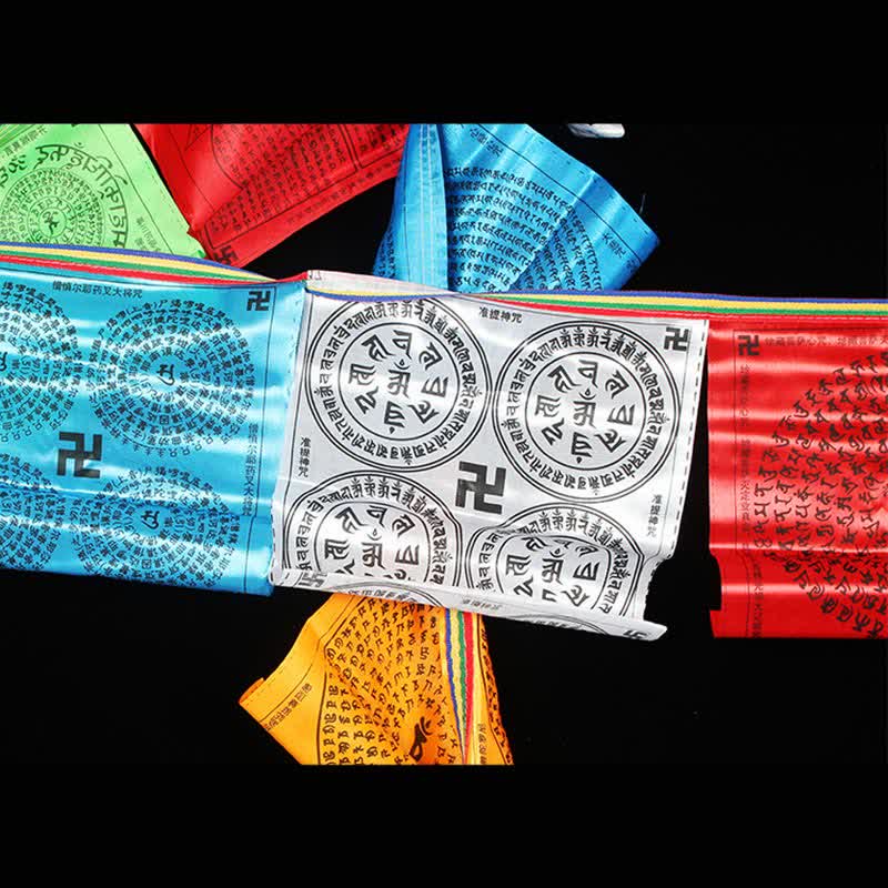 Mythstone Tibetan 5 Colors Windhorse Auspicious Swastika Outdoor 20 Pcs Prayer Flag