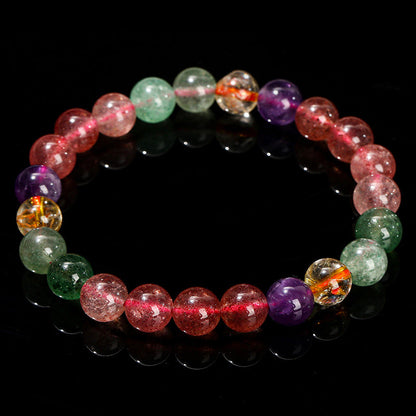 Pulsera de cuentas curativas de cuarzo fresa multicolor natural Mythstone