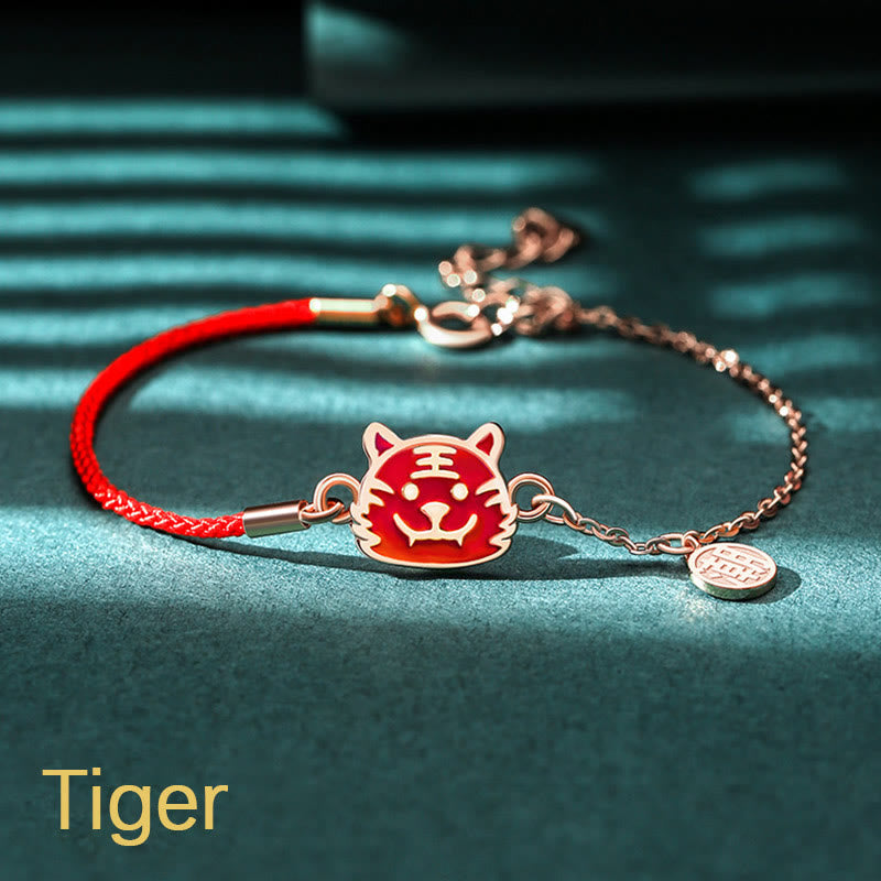 Mythstone 925 Sterling Silver Color-changing Chinese Zodiac Luck Protection Red String Chain Bracelet