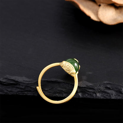 Mythstone 18k Gold-plated Pixiu Jade Wealth Ring