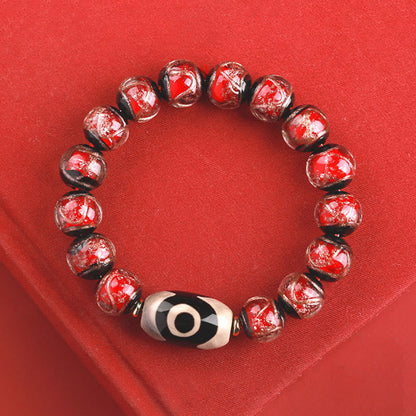 Mythstone Tibetan Nine-Eye Dzi Bead Three-eyed Dzi Bead Liuli Glass Bead Wealth Bracelet