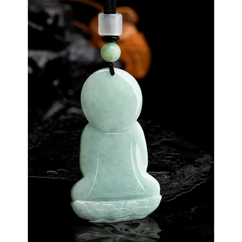 Mythstone Amitabha Buddha Jade Amulet Compassion String Necklace