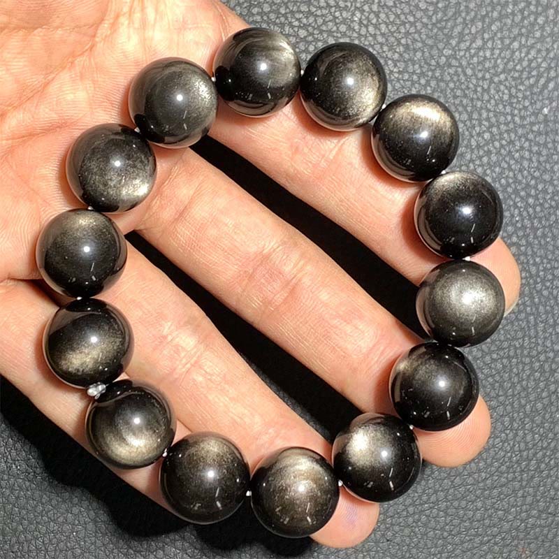 Mythstone Natural Silver Sheen Obsidian Soothing Protection Bracelet