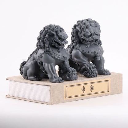 Mythstone 2Pcs Lion Statue Courage Strength Resin Home Office Decoration