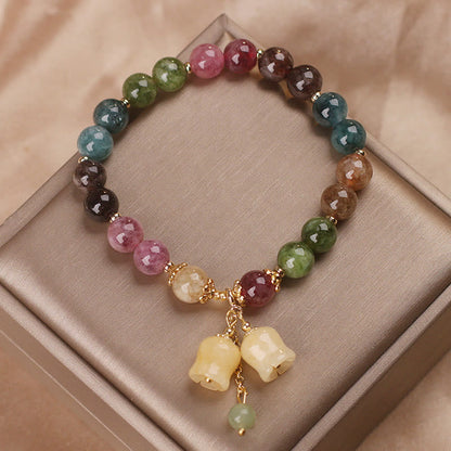 MythStone Natural Colorful Tourmaline Flower Bead Love Bracelet