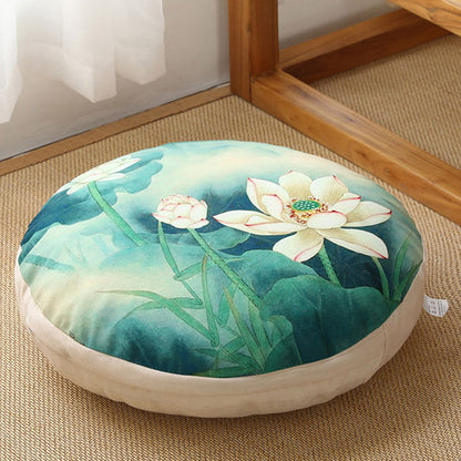 Mythstone Lotus Simple Pattern Linen Meditation Seat Cushion Home Living Room Decoration