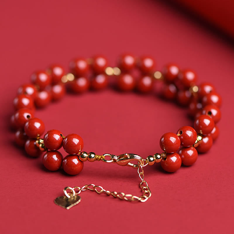 Mythstone Natural Cinnabar Beaded Blessing Bracelet