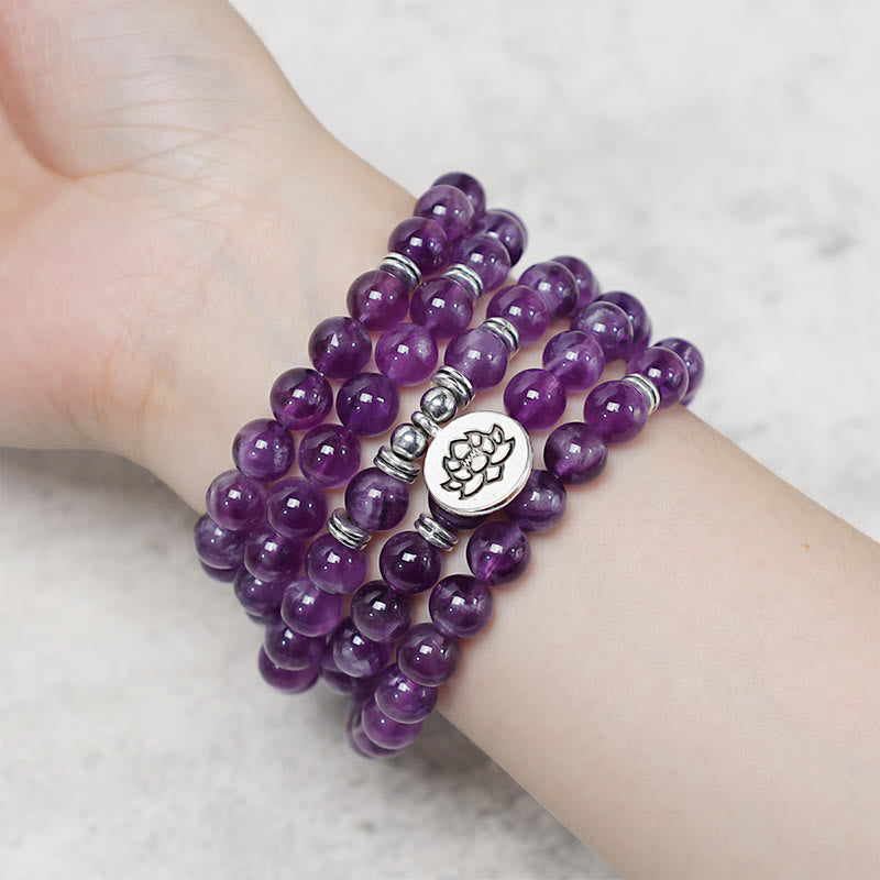 Mythstone Natural Amethyst Purification Mala Bracelet