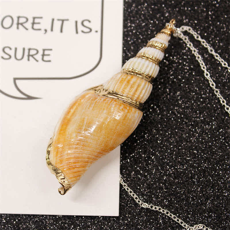 Mythstone Natural Shankha Conch Shell Seashell Lucky Necklace Pendant