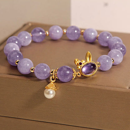 Mythstone Natural Purple Jade Rabbit Happiness Bracelet