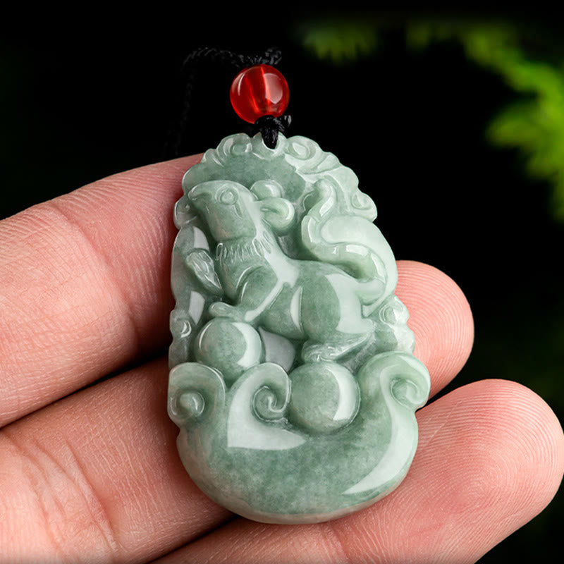 Mythstone Natural Green Jade 12 Chinese Zodiac Luck Prosperity Necklace Pendant