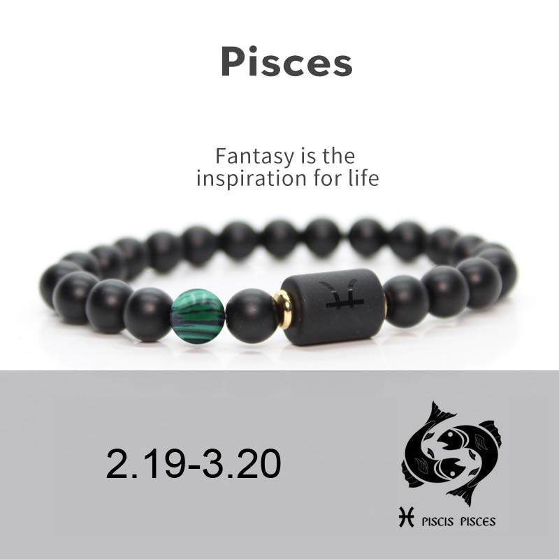 Mythstone 12  Constellations of the Zodiac Black Onyx Adjustable Bracelet