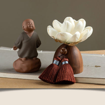 Mythstone Black Peach Wood Buddha Flower Calm Cure Decorations