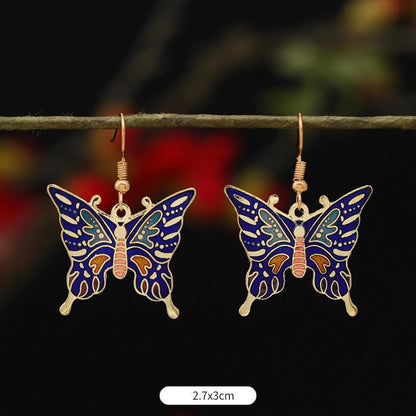 Mythstone Lotus Butterfly Flower Alloy Copper Enlightenment Drop Earrings