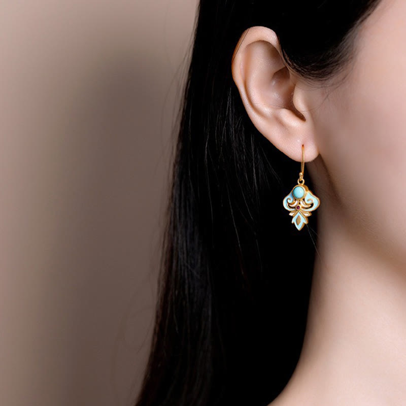 Pendientes colgantes con turquesa y esmalte de cobre Mythstone