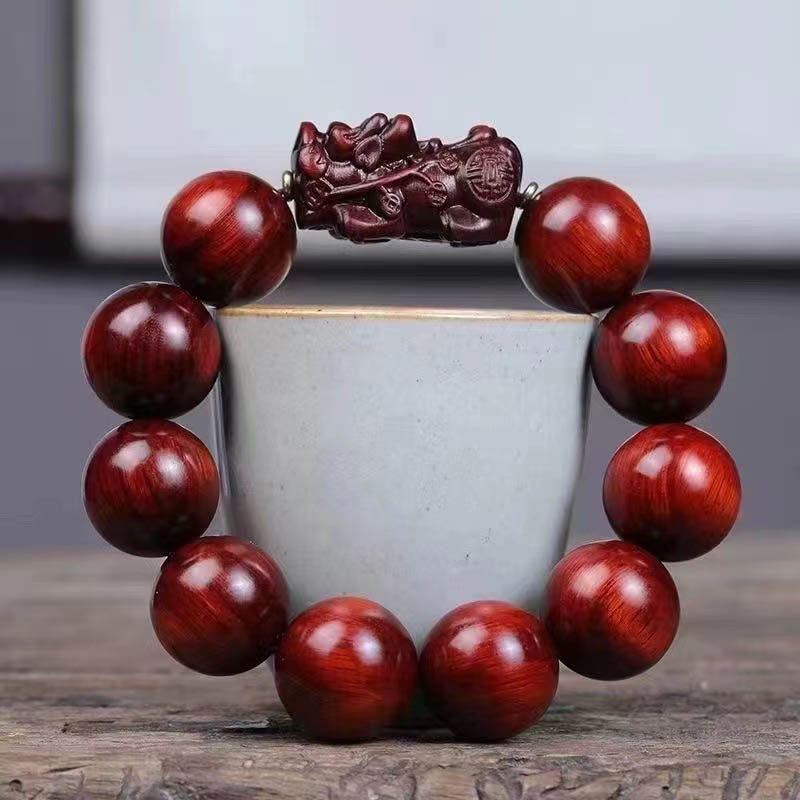 Mythstone Small Leaf Red Sandalwood PiXiu Protection Bracelet