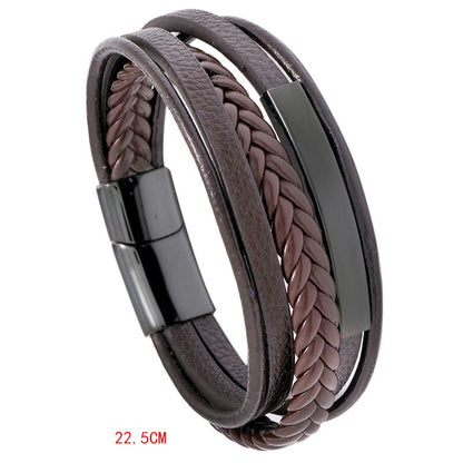 Mythstone Simple Design Titanium Steel Leather Luck Bracelet