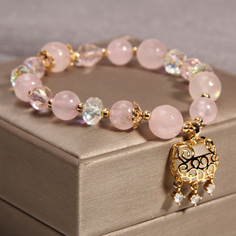 Pulsera protectora calmante de cristal rosa natural Mythstone