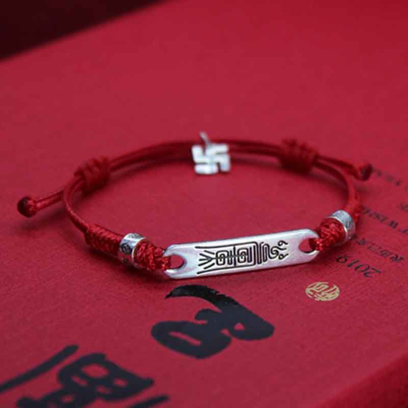 Mythstone 925 Sterling Silver Red String Luck Strength Braid Bracelet