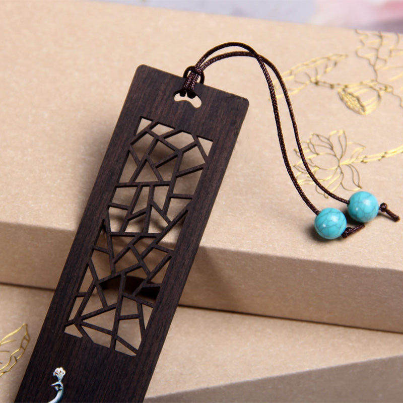 Mythstone Blue Peacock Ebony Wood Bookmarks With Gift Box