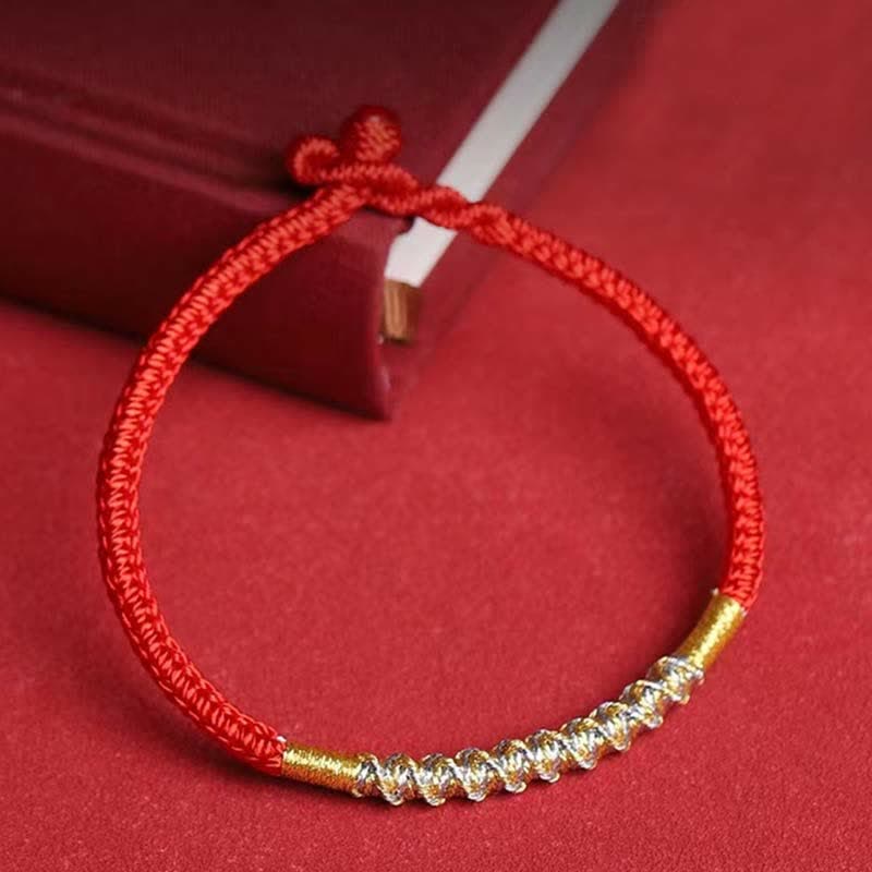 Pulsera trenzada de hilo rojo con protección y fuerza de la suerte en plata de ley 925 de Mythstone